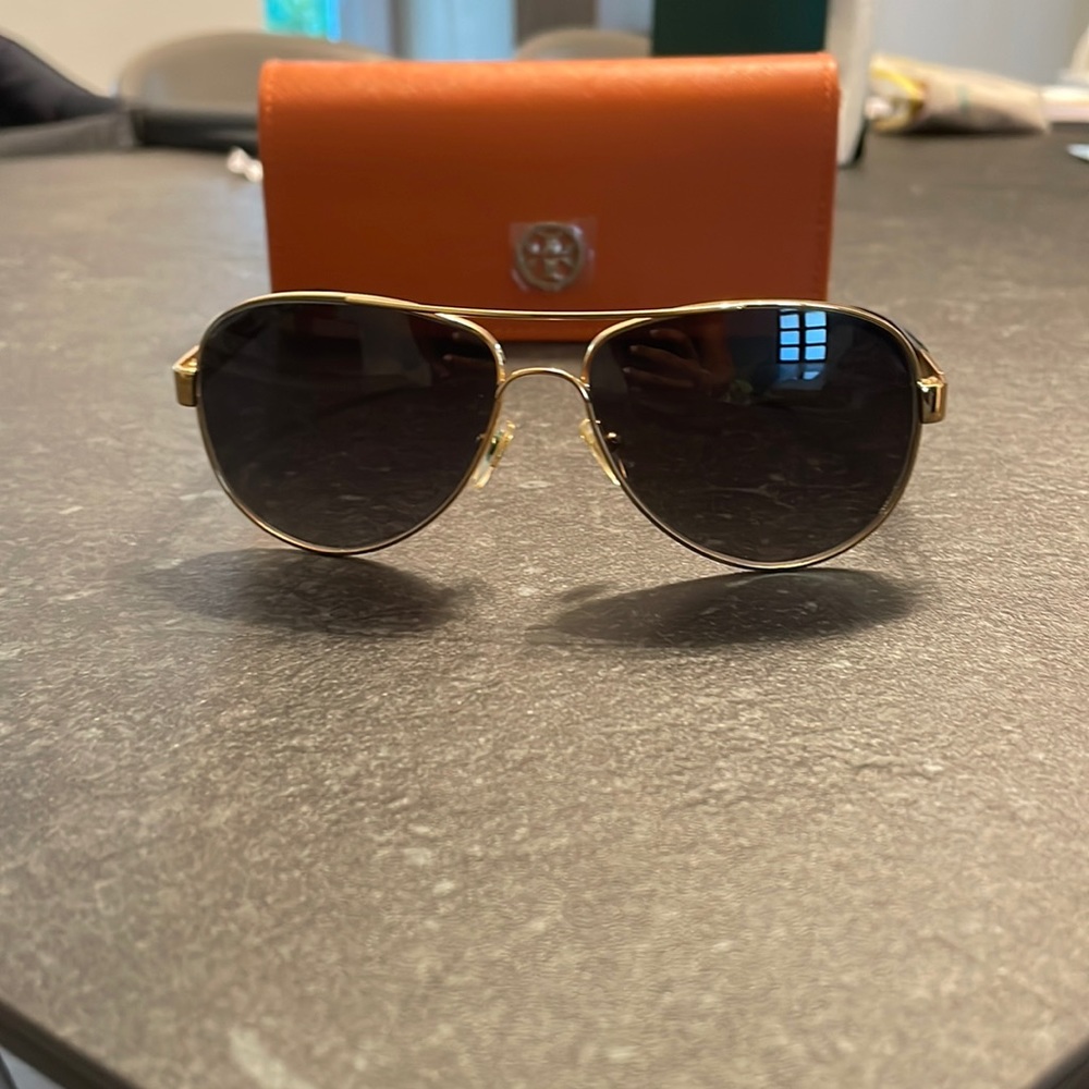 Tory Burch Polarized Metal Aviator Sunglasses